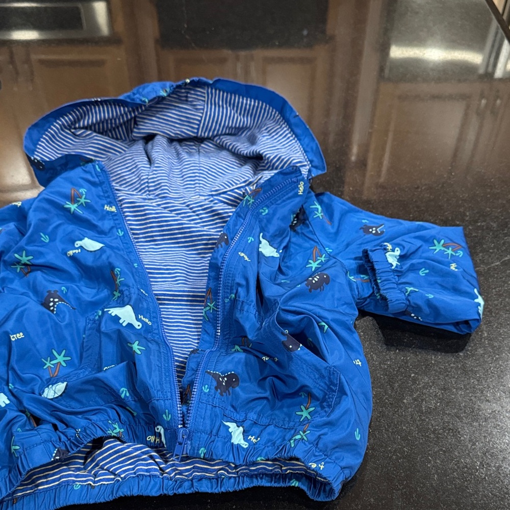Blue Dinosaur Print boys jacket 18 mon - Picture 2 of 11